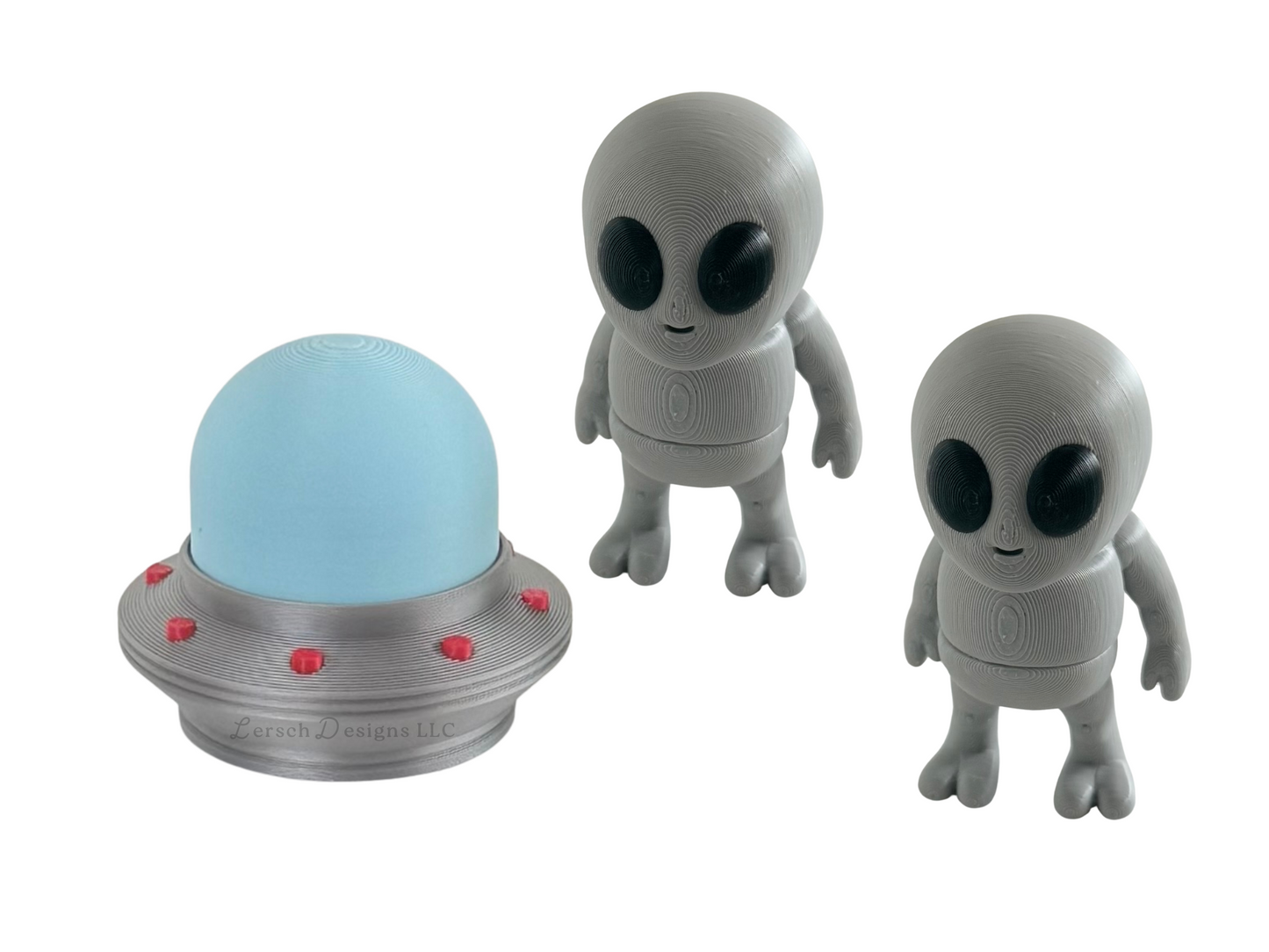 2 Articulating Grey Aliens with UFO