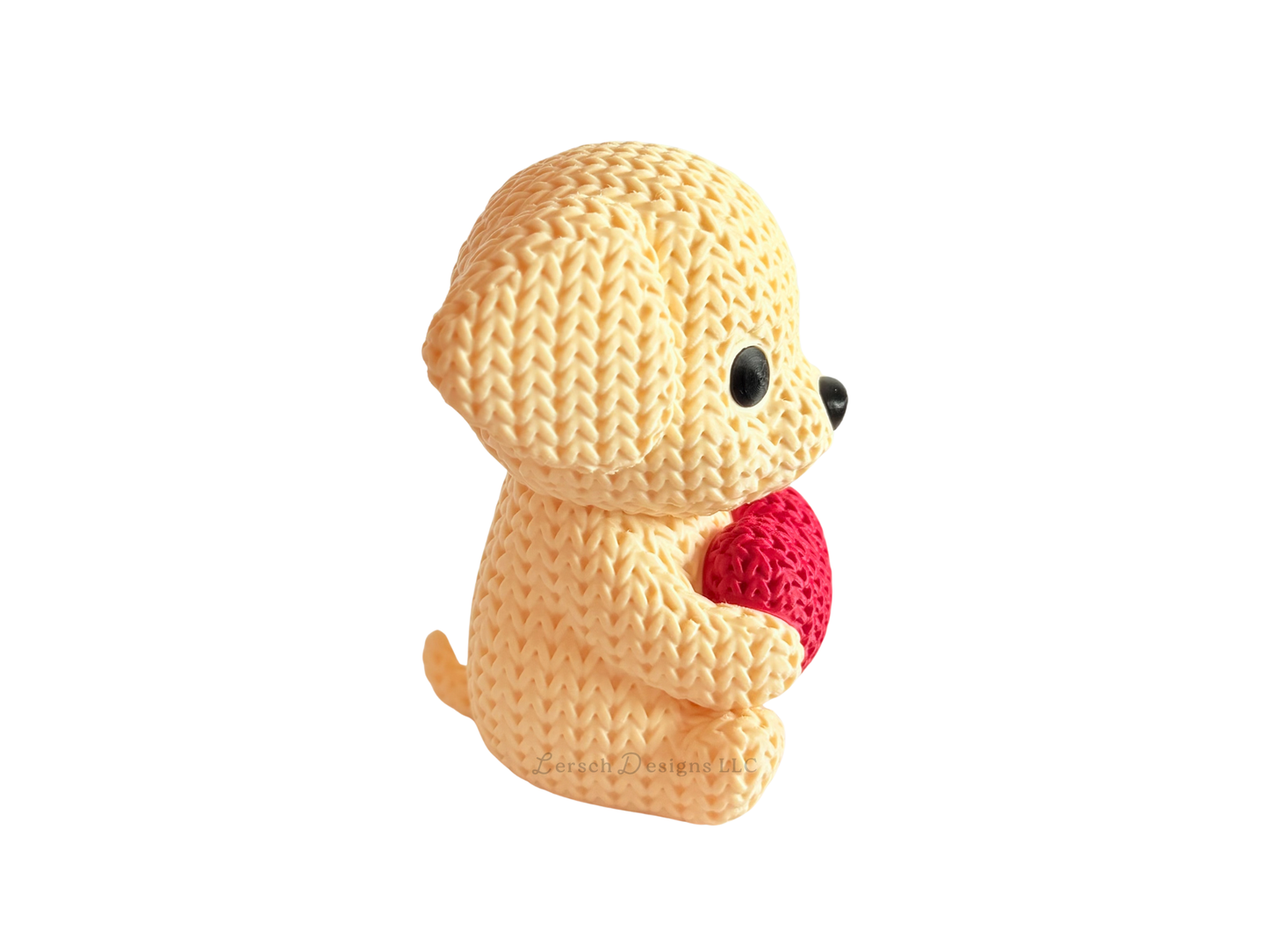 Knitted Dog Holding Heart