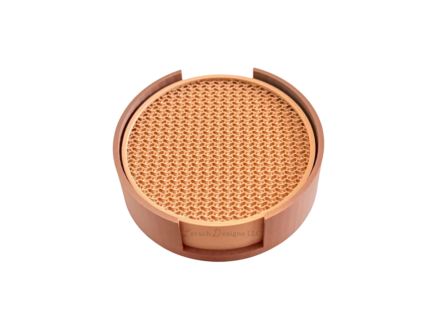 Latte Brown Coaster Set of 4 w/ Holder