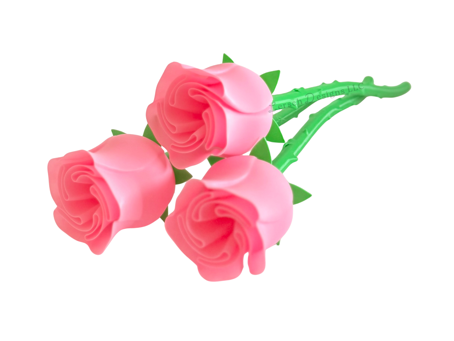 Rose Bundle of 3 with Vase - Pink