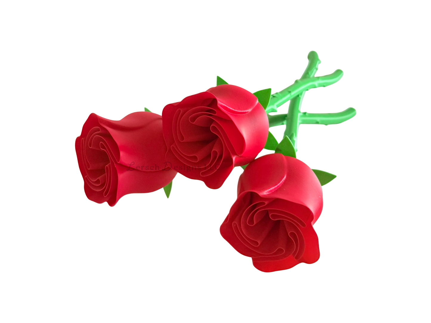 Rose Bundle of 3 with Vase - Red