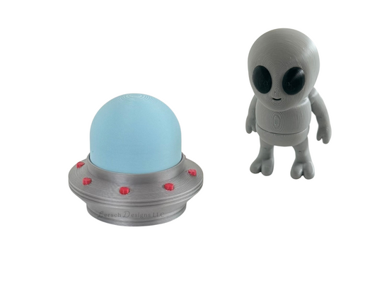 Articulating Grey Alien with UFO