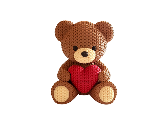 Knitted Bear Holding Heart