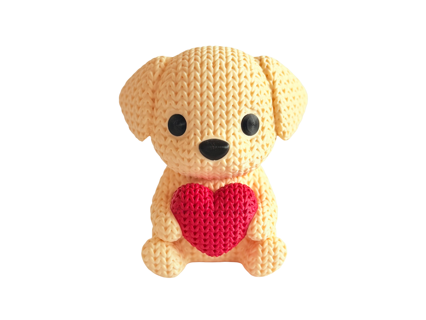 Knitted Dog Holding Heart