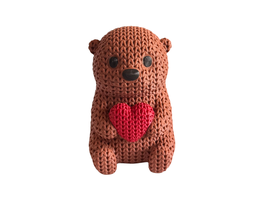 Knitted Otter Holding Heart