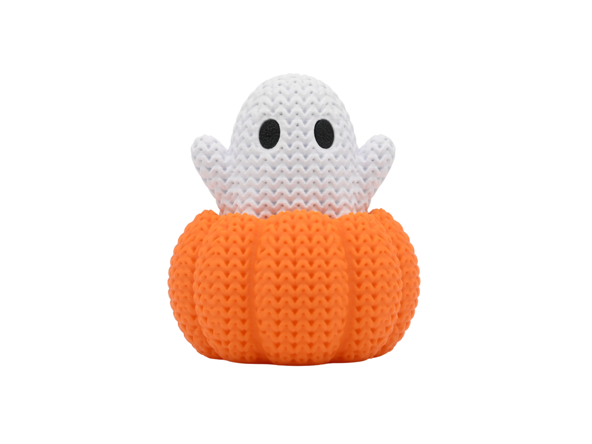 Knitted Pumpkin with Ghost