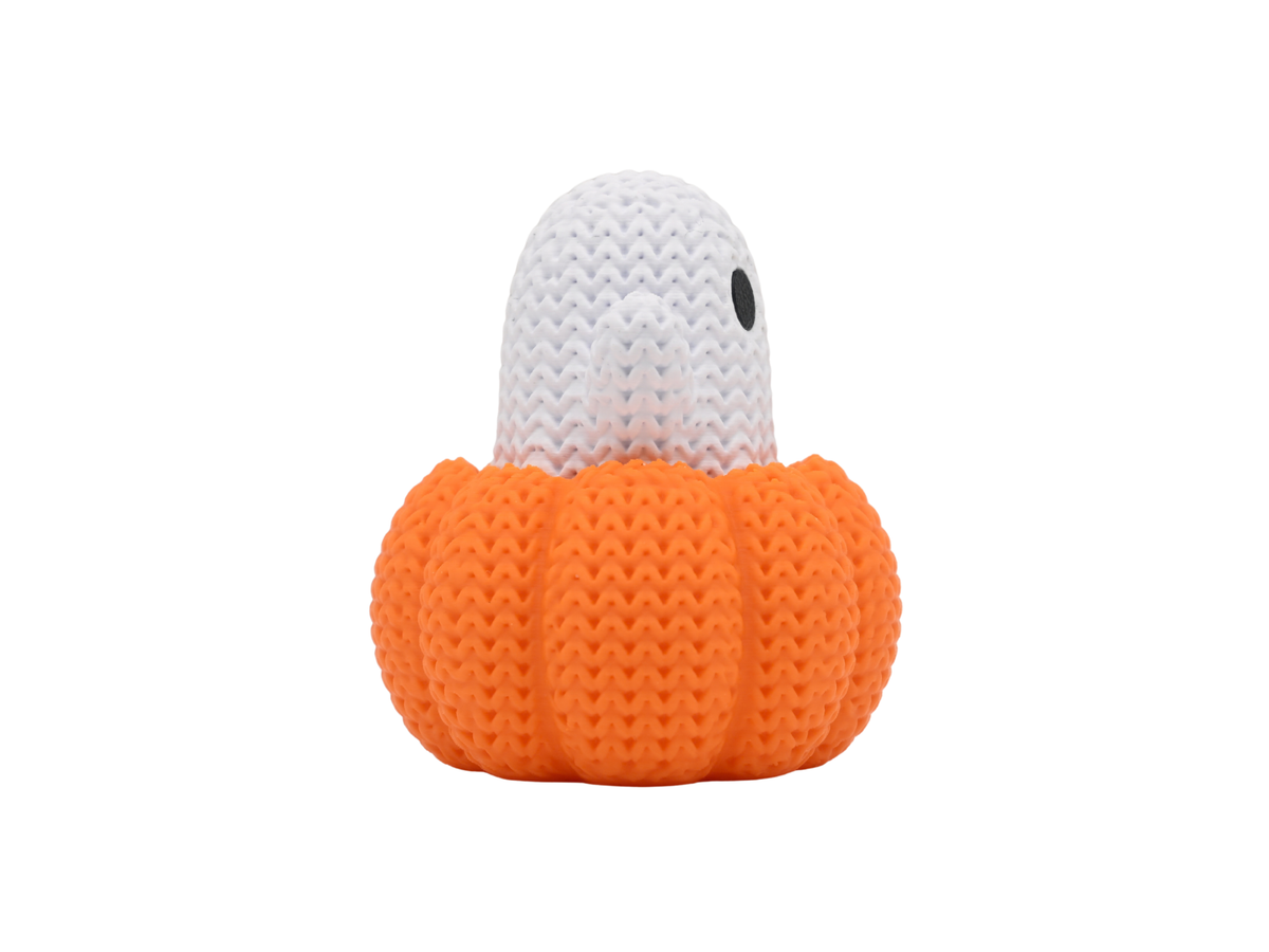 Knitted Pumpkin with Ghost