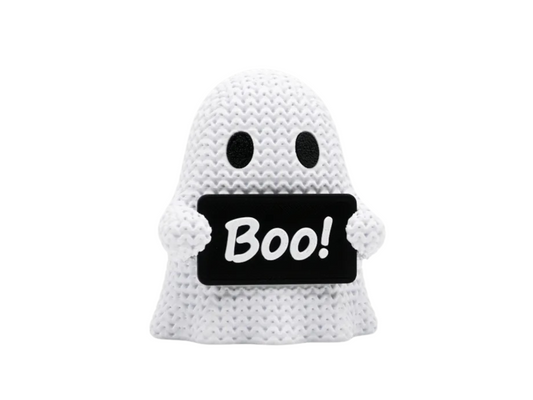 Knitted Ghost with Boo! Sign
