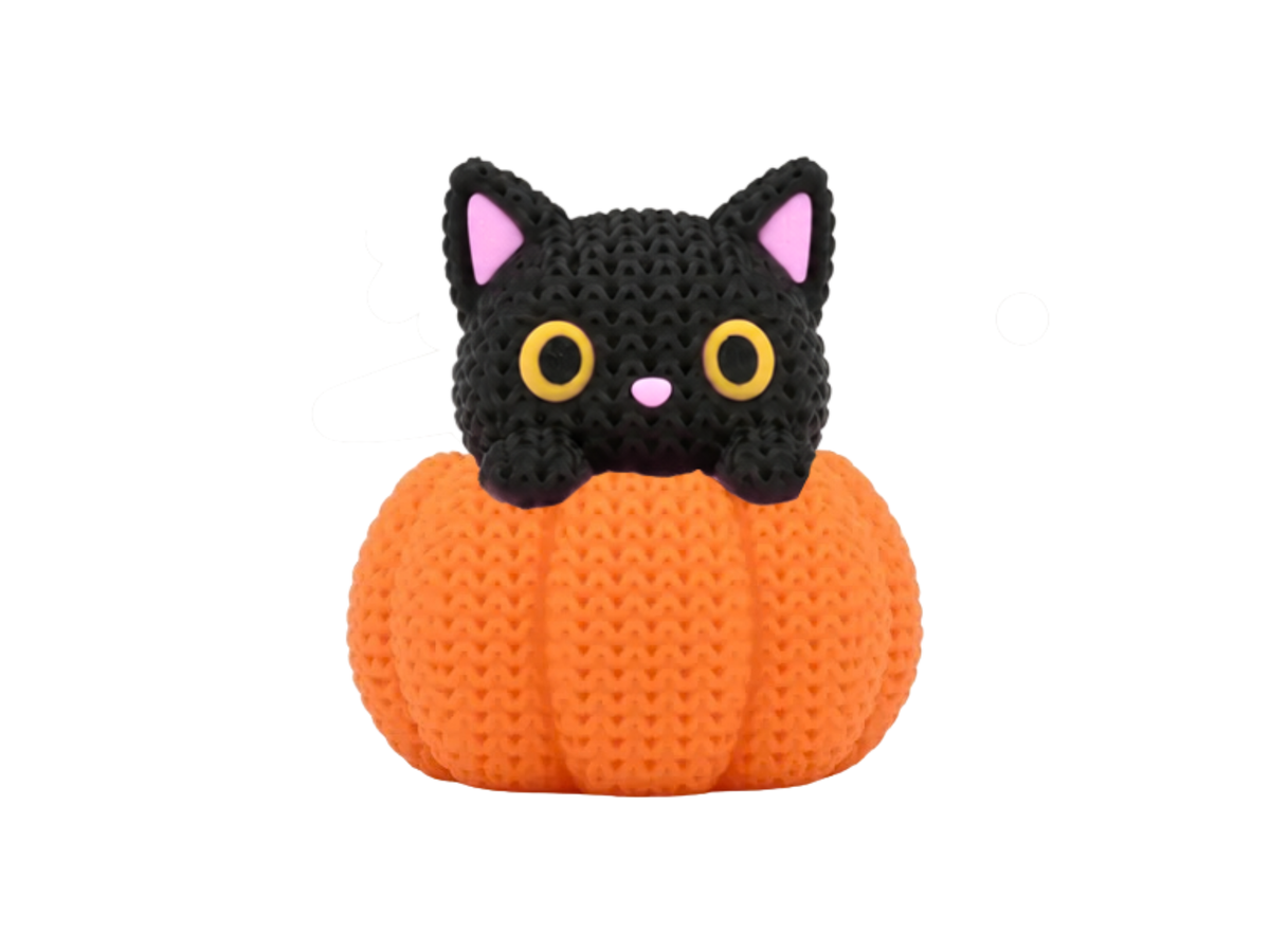 Knitted Pumpkin with Cat