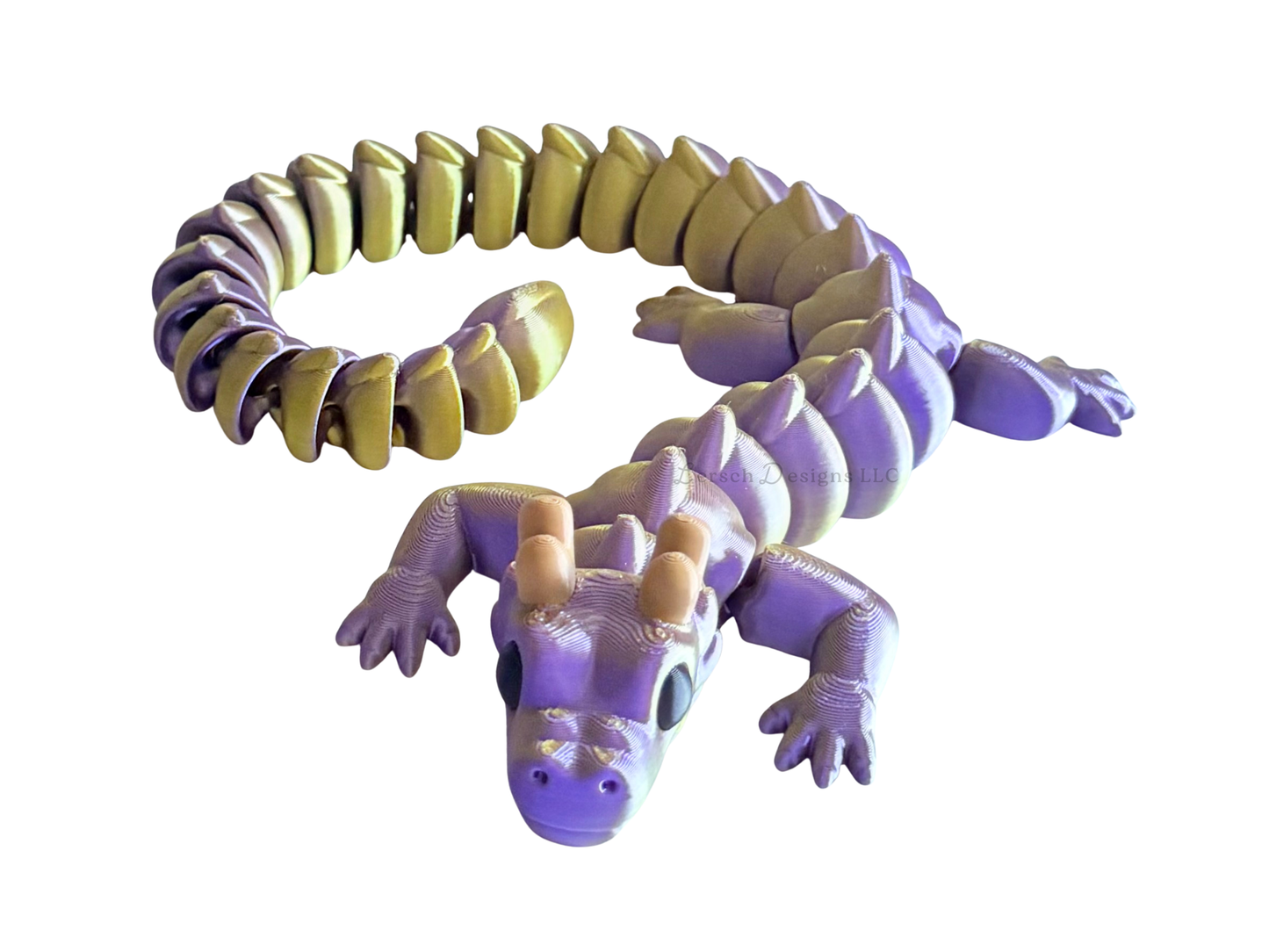 Articulating Dragon (Silk Gold Purple) - Large