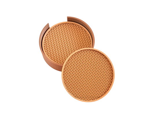 Latte Brown Coaster Set of 4 w/ Holder