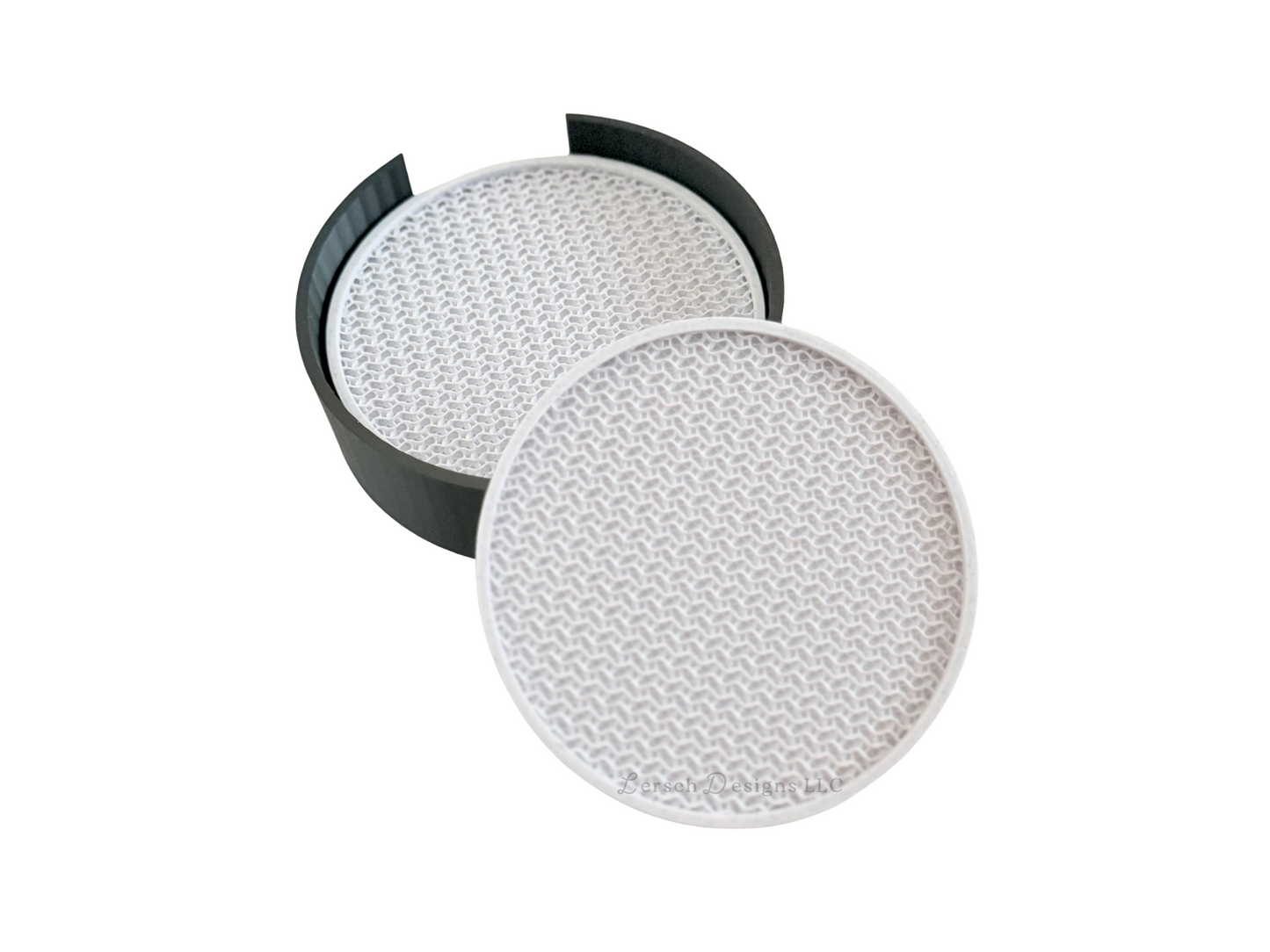 Marble White Coaster Set of 4 w/ Holder