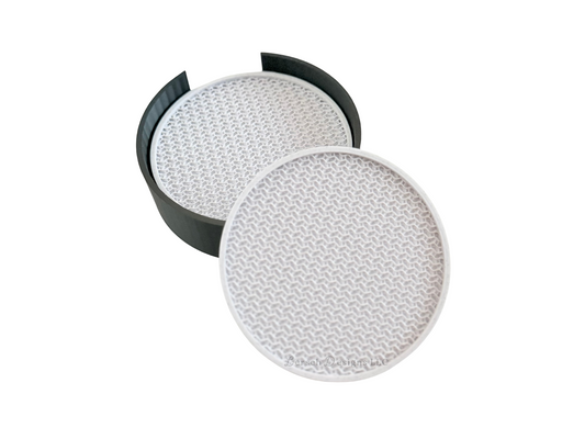 Marble White Coaster Set of 4 w/ Holder