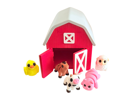 Barn with 5 Small Animals - Grey