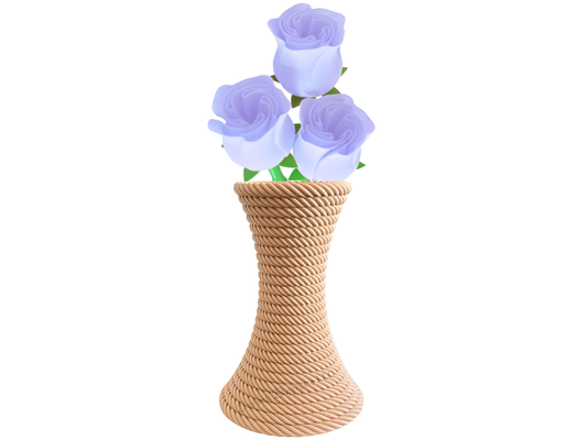 Rose Bundle of 3 with Vase - Purple