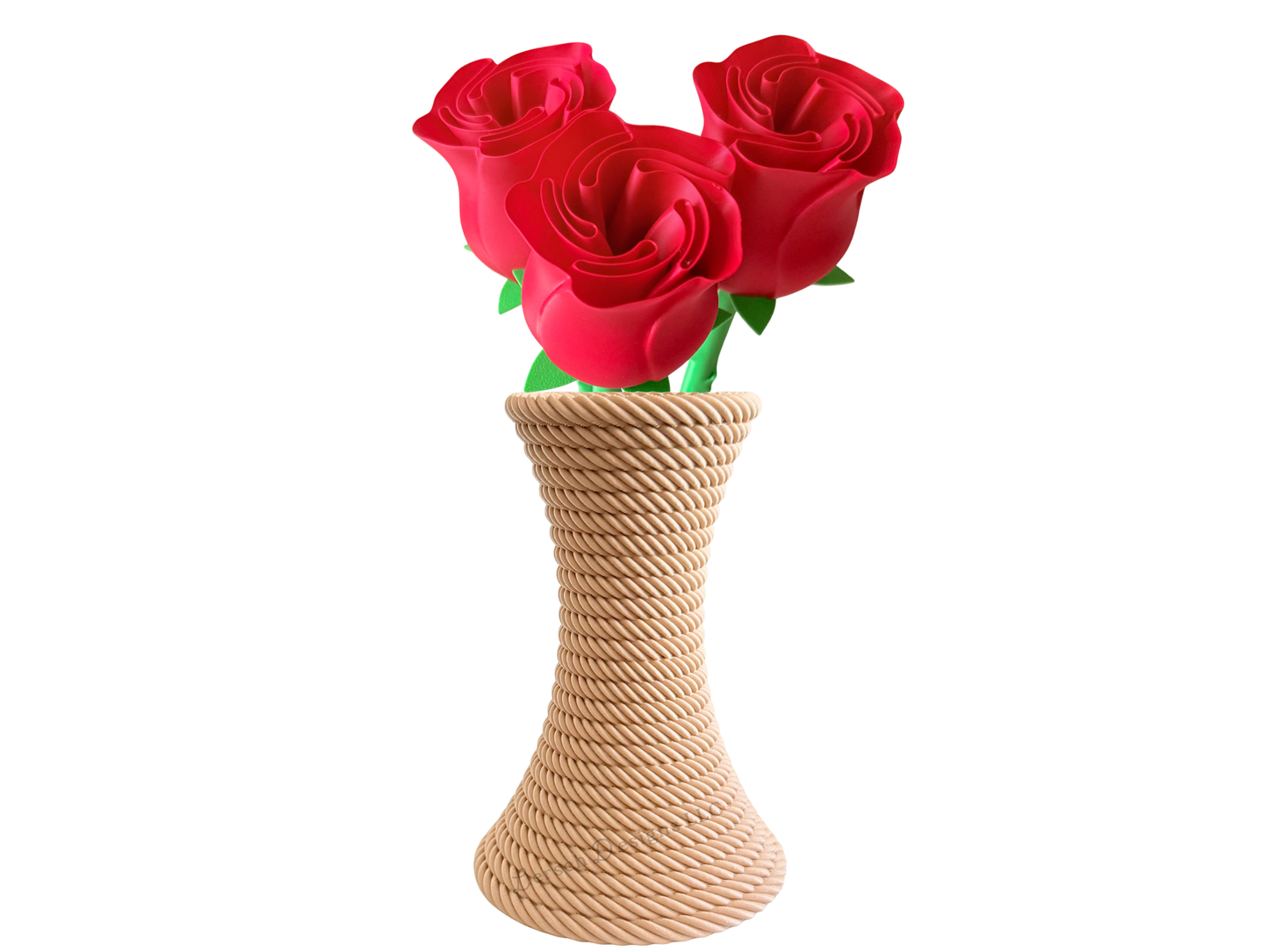 Rose Bundle of 3 with Vase - Red