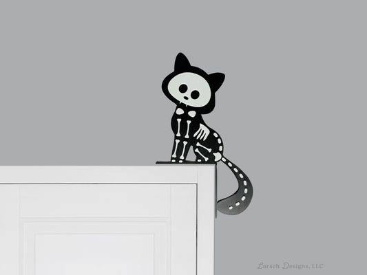 Skeleton Cat Door Corner Decor