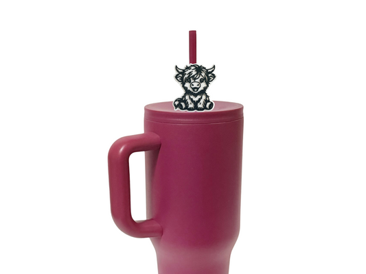Highland Cow Straw Charms for Tumblers